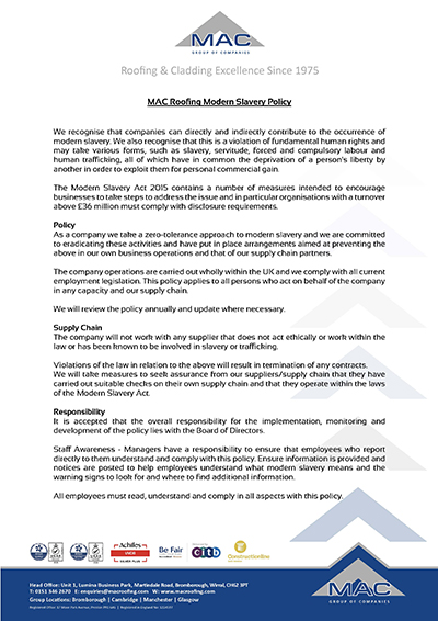 MAC Modern Slavery Policy