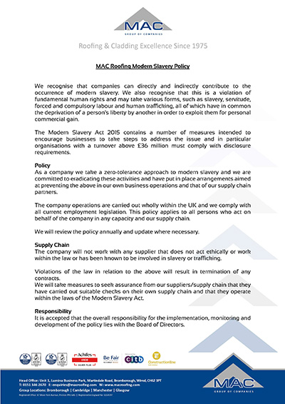 MAC Modern Slavery Policy